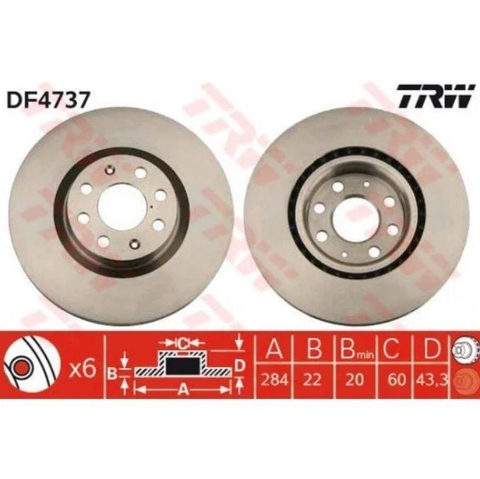 Opel Corsa E Ön Fren Diski Büyük Tip 284 mm | TRW DF4737