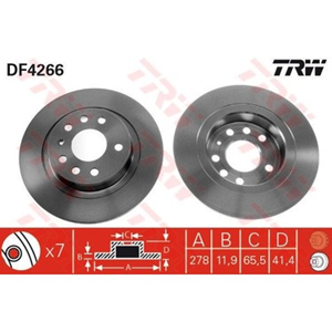 Opel Vectra C Arka Fren Disk Takımı Hava Kanalsız | TRW DF4266